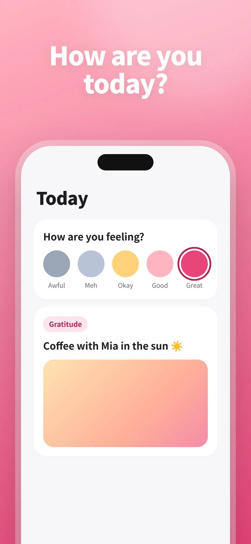 Moodleaf home screen showing today's mood check-in