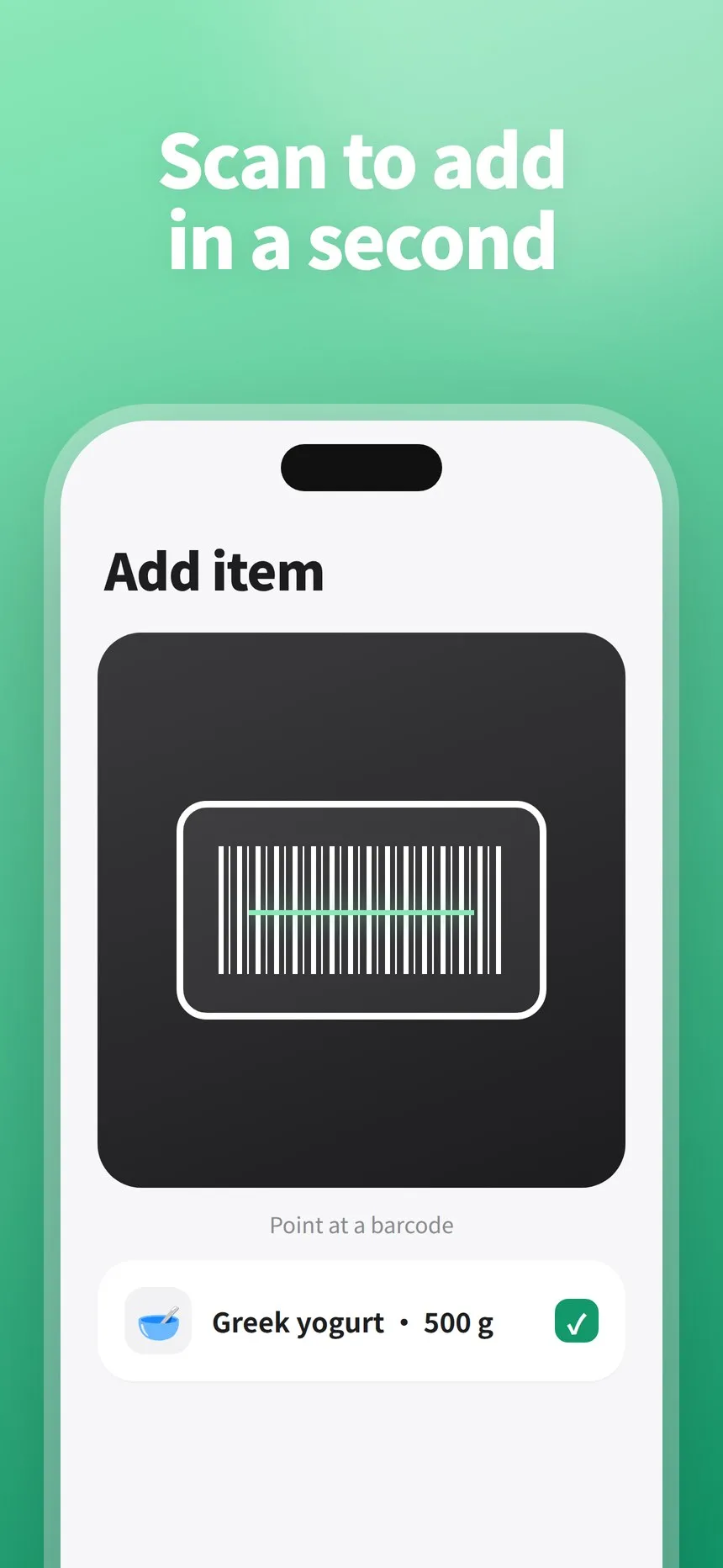 Barcode scanner adding a new item